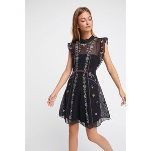 Riviera Embroidered Mesh Mini Dress